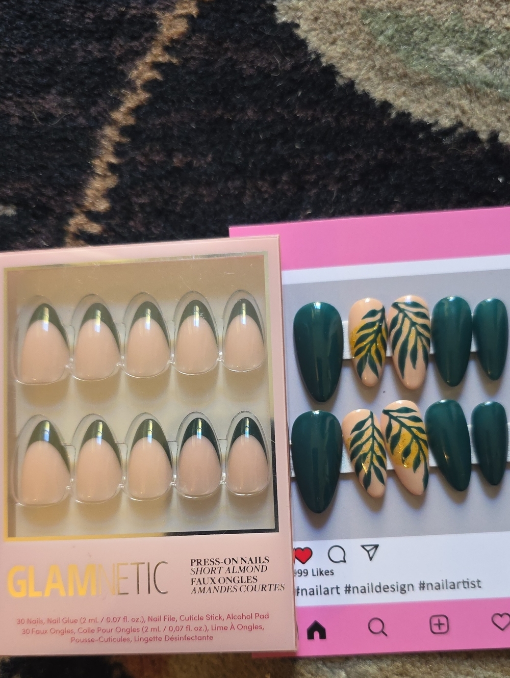 GLAMnetic Green & Nude Press-On Almond Nails – Cháteau
